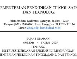 Kemdiktisaintek Keluarkan Surat Edaran Terkait Efisiensi Anggaran Tahun 2025